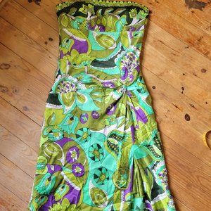 Laundry by Shelli Segal Green Paisley/Floral Strapless Dress - Women's s…